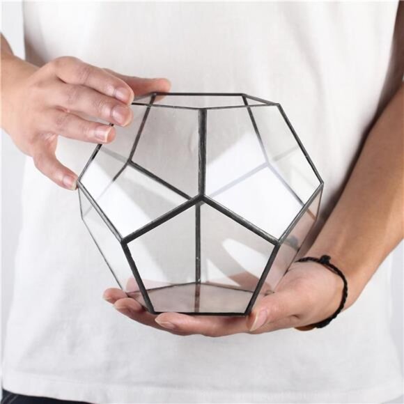 NCYP Small Plants Terrarium Planter - 5.9 Inches Pentagon Geometric Glass - Picture 5 of 7